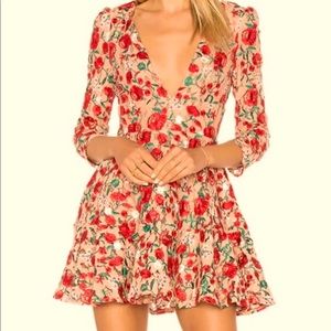 New with tags..Lovers and Friends lace mini dress..in brown/red/green..XS